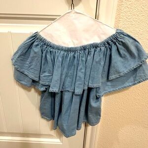 NWOT Denim Off Shoulder Crop Top